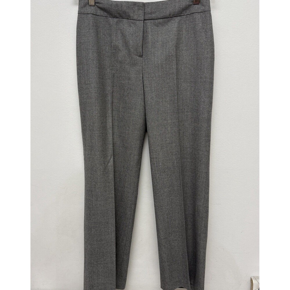 ESCADA Wool Blend Pants Flat Front Crease Gray Straight Career Work Womens 38, 8